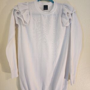 PINKO Off Shoulder Ruffled Lightweight Sweater